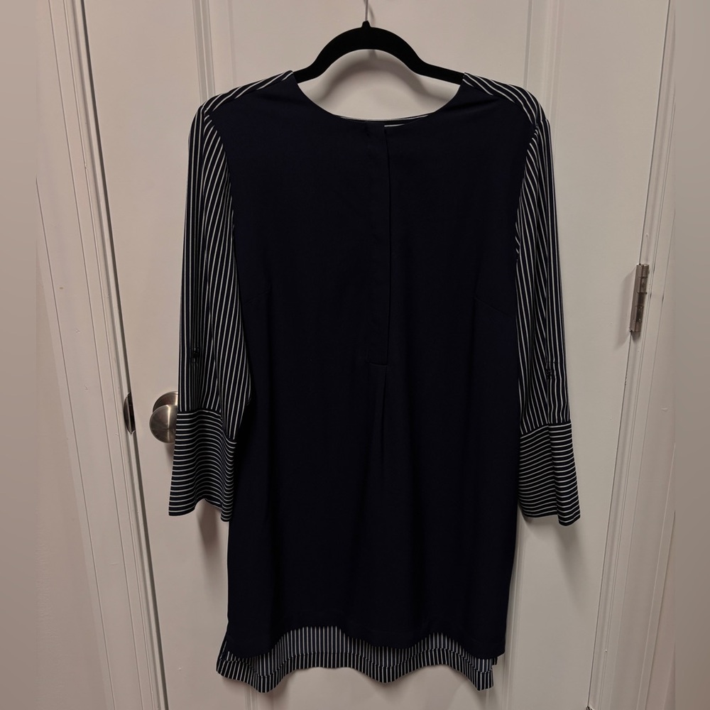 LOFT Navy and White Striped Tunic Dress